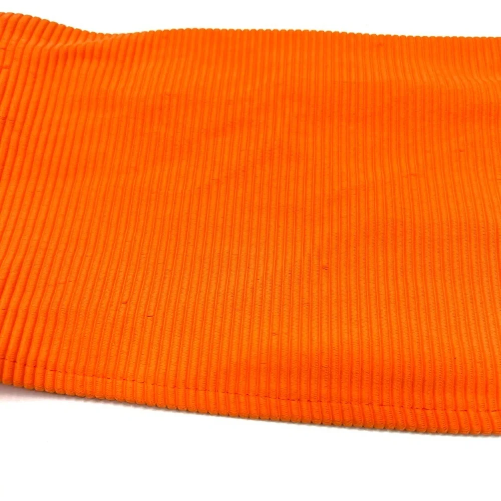 Frankies Bikinis Jenna Ribbed Bandeau Top Bright Orange Size XS